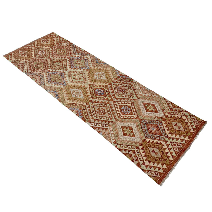Afghan Vegetable Kilim Rug 3' 1" x 10' 0" Flat-Weave | No. AL407727