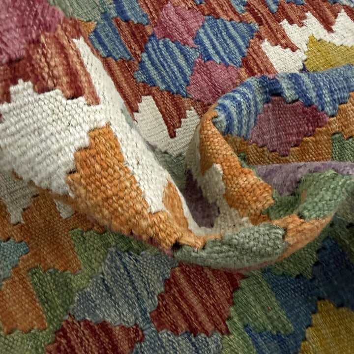 Afghan Vegetable Kilim Rug 4' 2" x 6' 0" Flat-Weave | No. AL408120