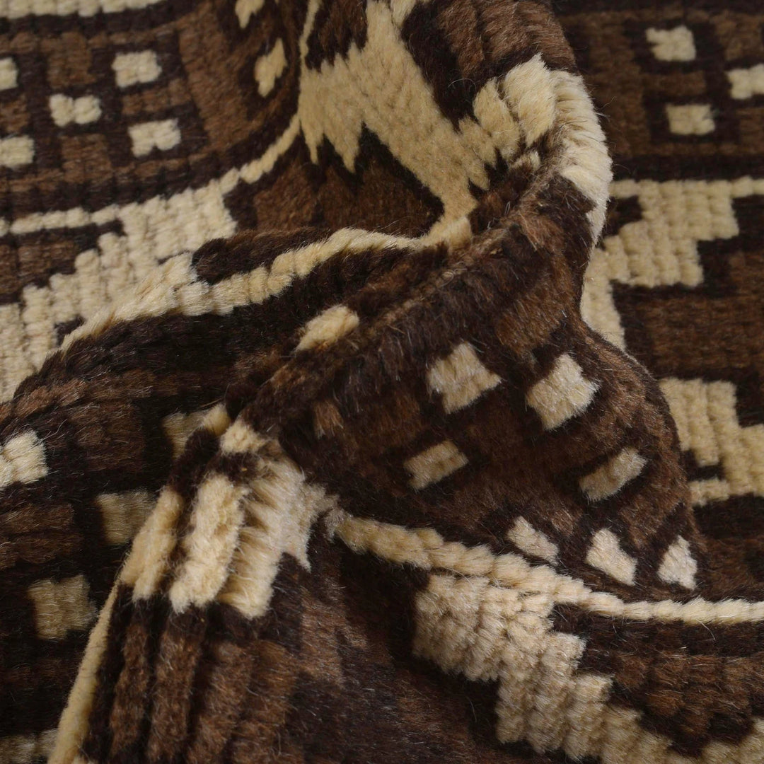 Ivory Afghan Baluchi Rug 5'8" x 9'0" Hand-Knotted | No. AL40859
