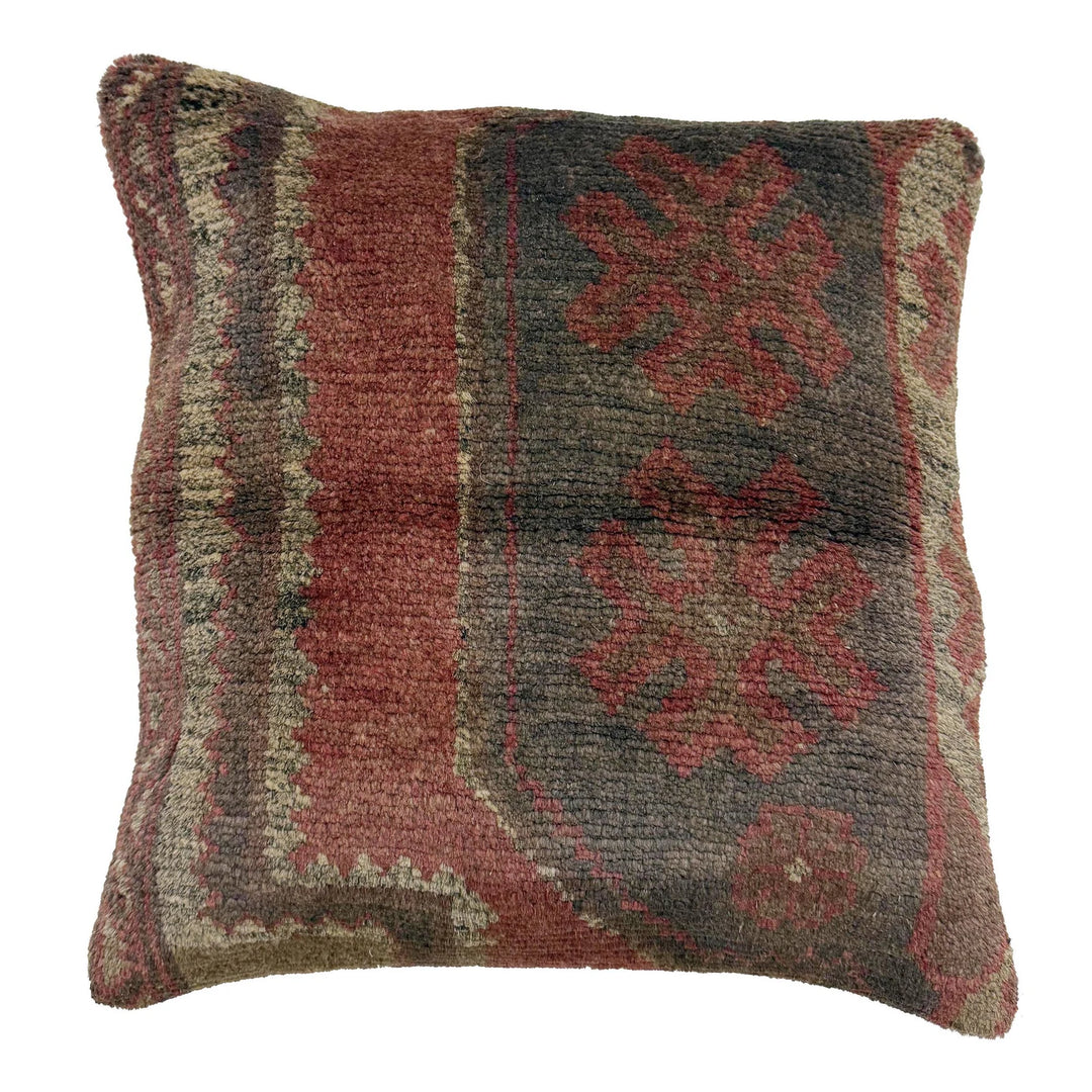 Afghan Overdyed Cushion Cover 1' 5" x 1' 5" Hand-Knotted | No. AL408640