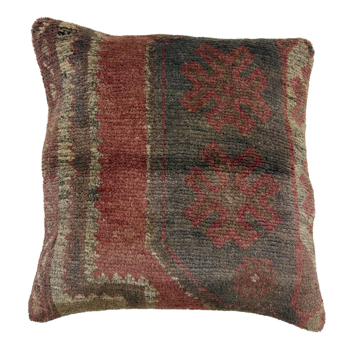 Afghan Overdyed Cushion Cover 1' 5" x 1' 5" Hand-Knotted | No. AL408640
