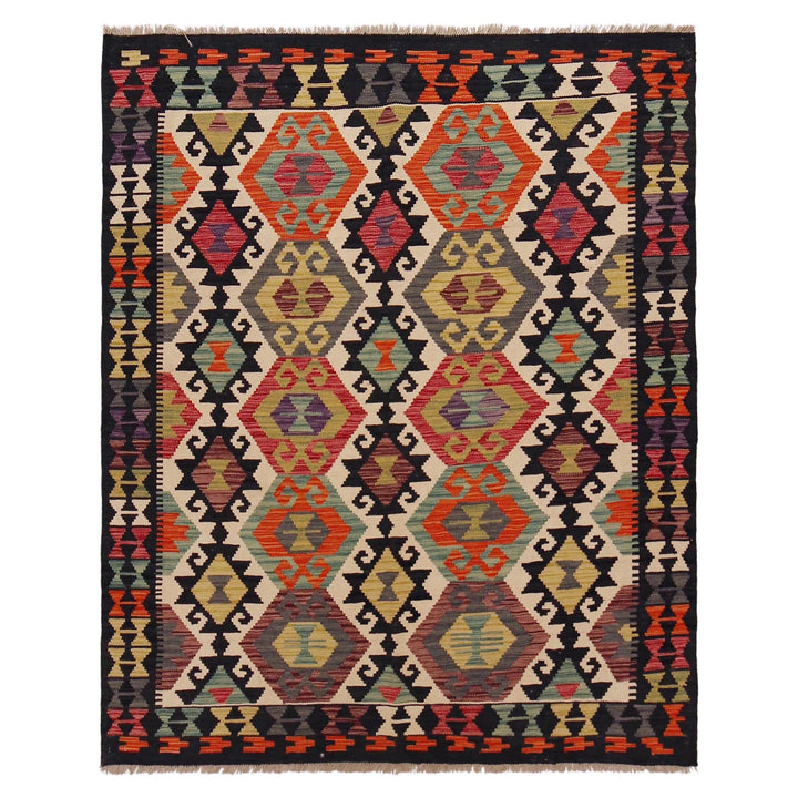 Afghan Vegetable Kelim Rug 5' 1" x 6' 4" Flat-Weave | No. AL40874
