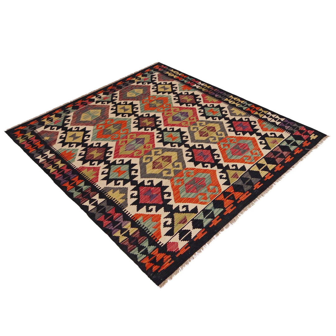 Afghan Vegetable Kelim Rug 5' 1" x 6' 4" Flat-Weave | No. AL40874