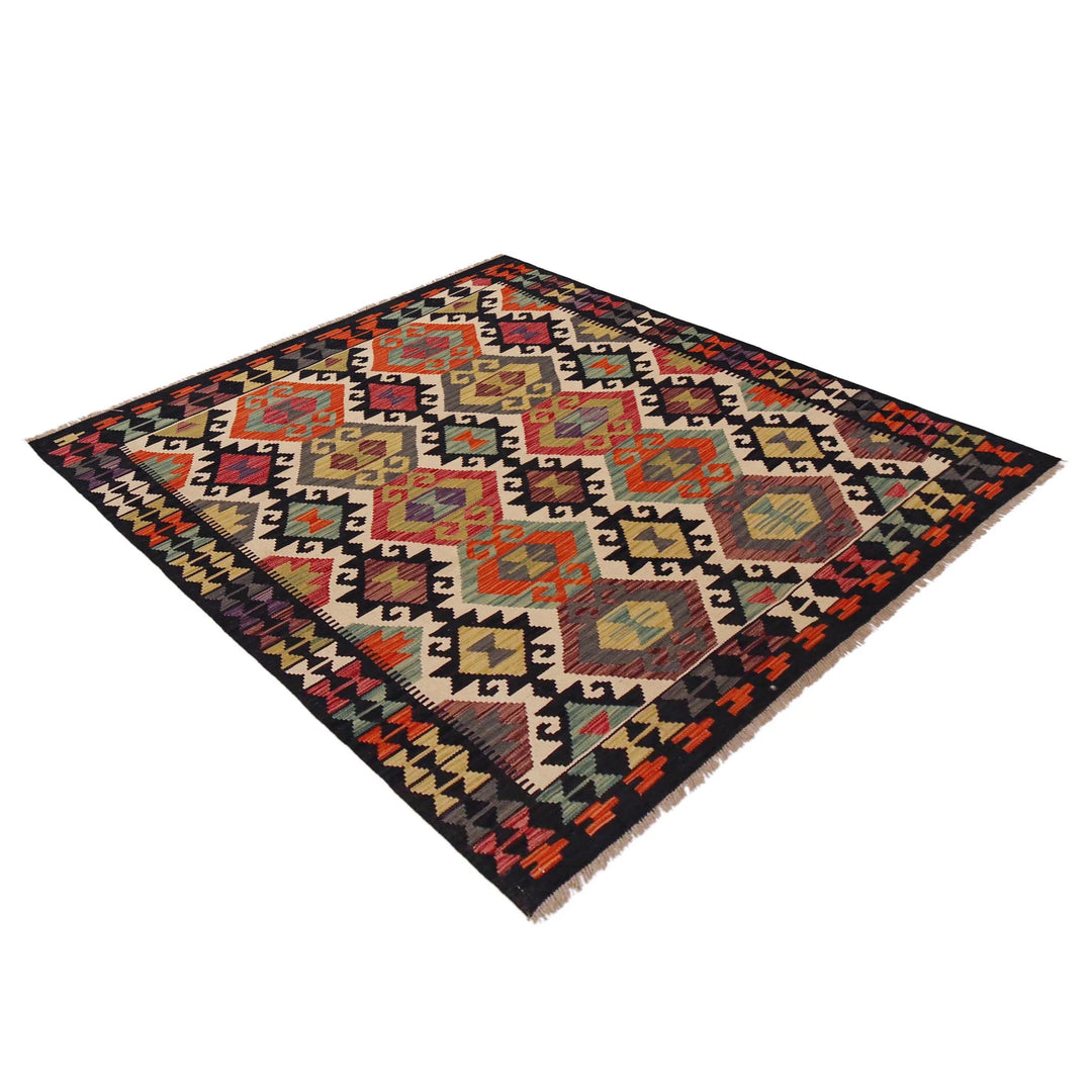 Afghan Vegetable Kelim Rug 5' 1" x 6' 4" Flat-Weave | No. AL40874
