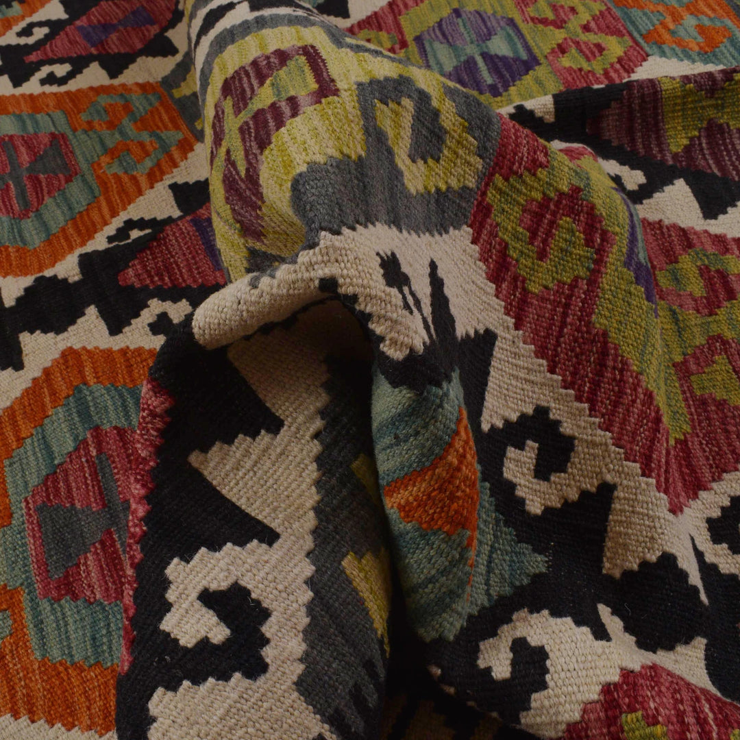 Afghan Vegetable Kelim Rug 5' 1" x 6' 4" Flat-Weave | No. AL40874