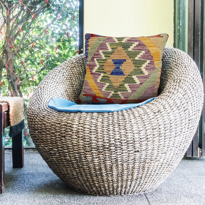 Afghan Kilim Cushion 1' 5" x 1' 6" Hand-Knotted | No. AL408927