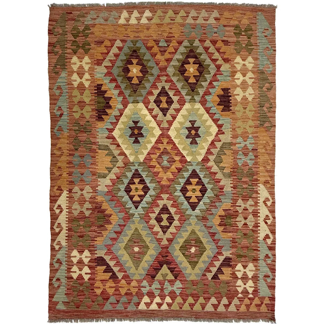 Afghan Kilim Rug 4' 5" x 6' 4" Flat-Weave | No. AL40921