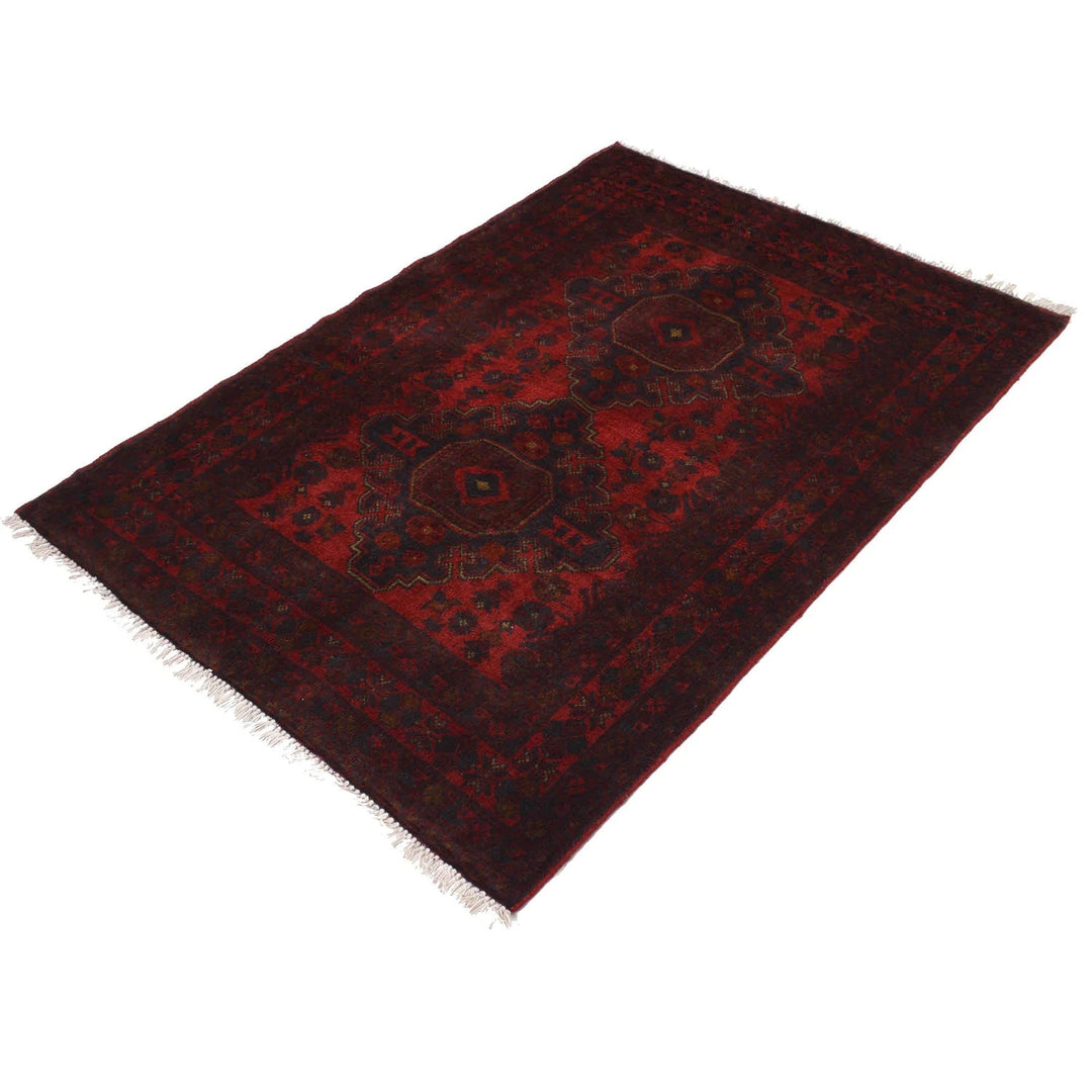 Red Afghan Khal Mohammadi Rug 3' 5" x 4' 9" Hand-Knotted | No. AL40956