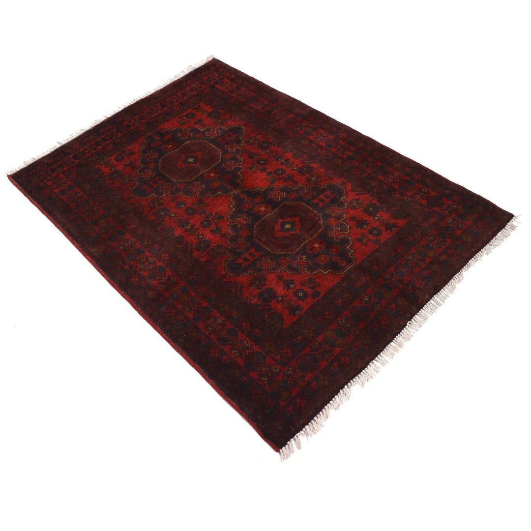Red Afghan Khal Mohammadi Rug 3' 5" x 4' 9" Hand-Knotted | No. AL40956