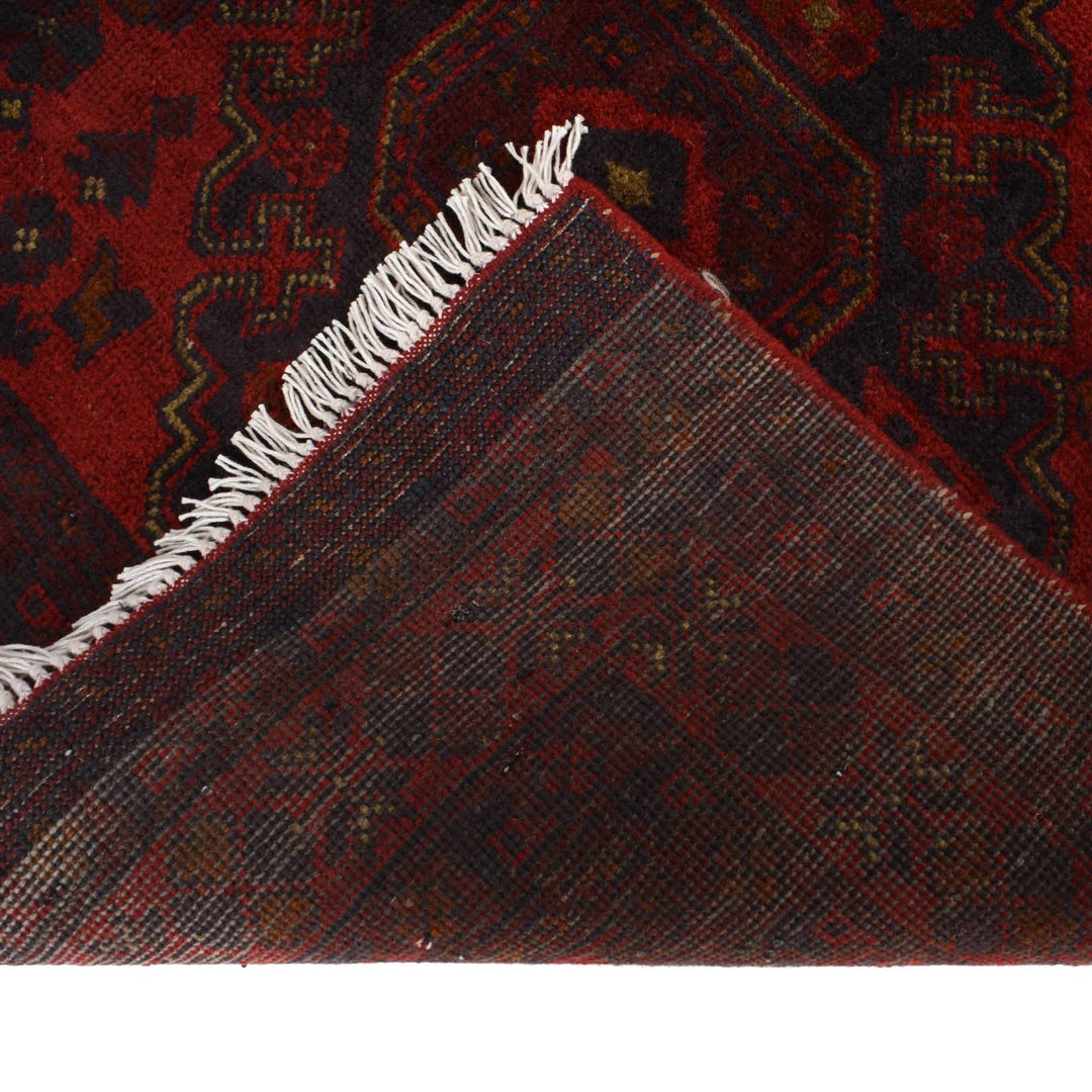 Red Afghan Khal Mohammadi Rug 3' 5" x 4' 9" Hand-Knotted | No. AL40956