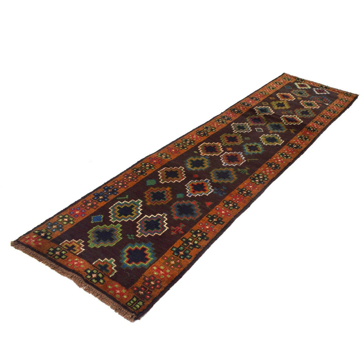Brown Afghan Baluchi Rug 2' 7" x 9' 11" Hand-Knotted | No. AL40977