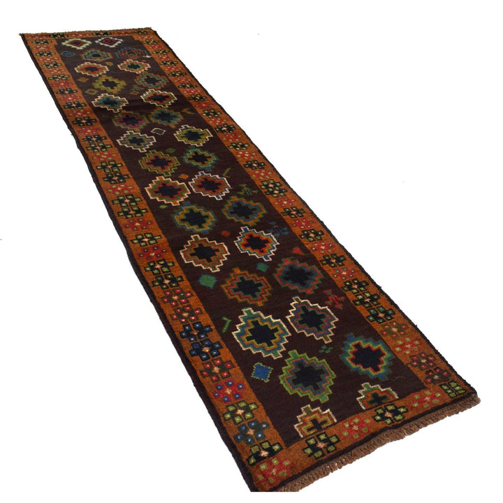 Brown Afghan Baluchi Rug 2' 7" x 9' 11" Hand-Knotted | No. AL40977