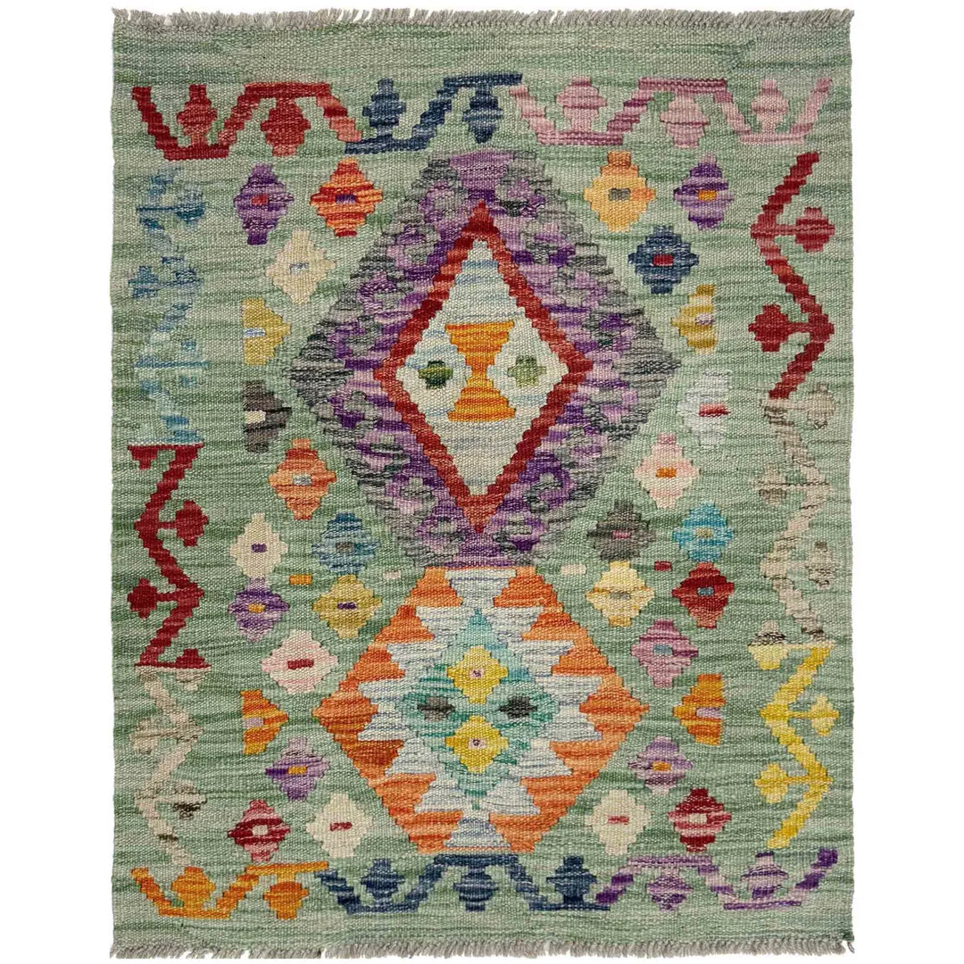 Afghan Vegetable Kilim Rug 2' 2" x 2' 9" Flat-Weave | No. AL410309