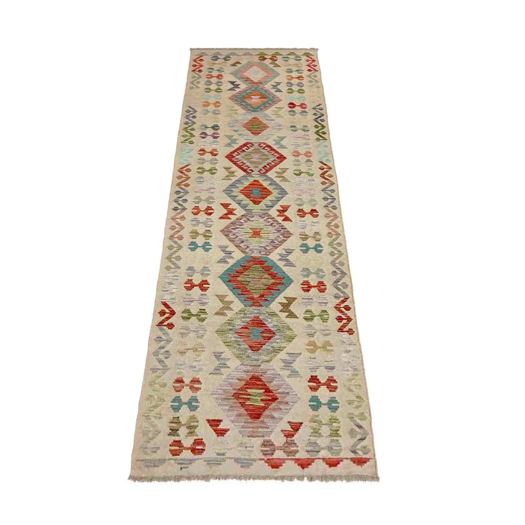 Afghan Vegetable Kilim Rug 2' 7" x 9' 8" Flat-Weave | No. AL410858