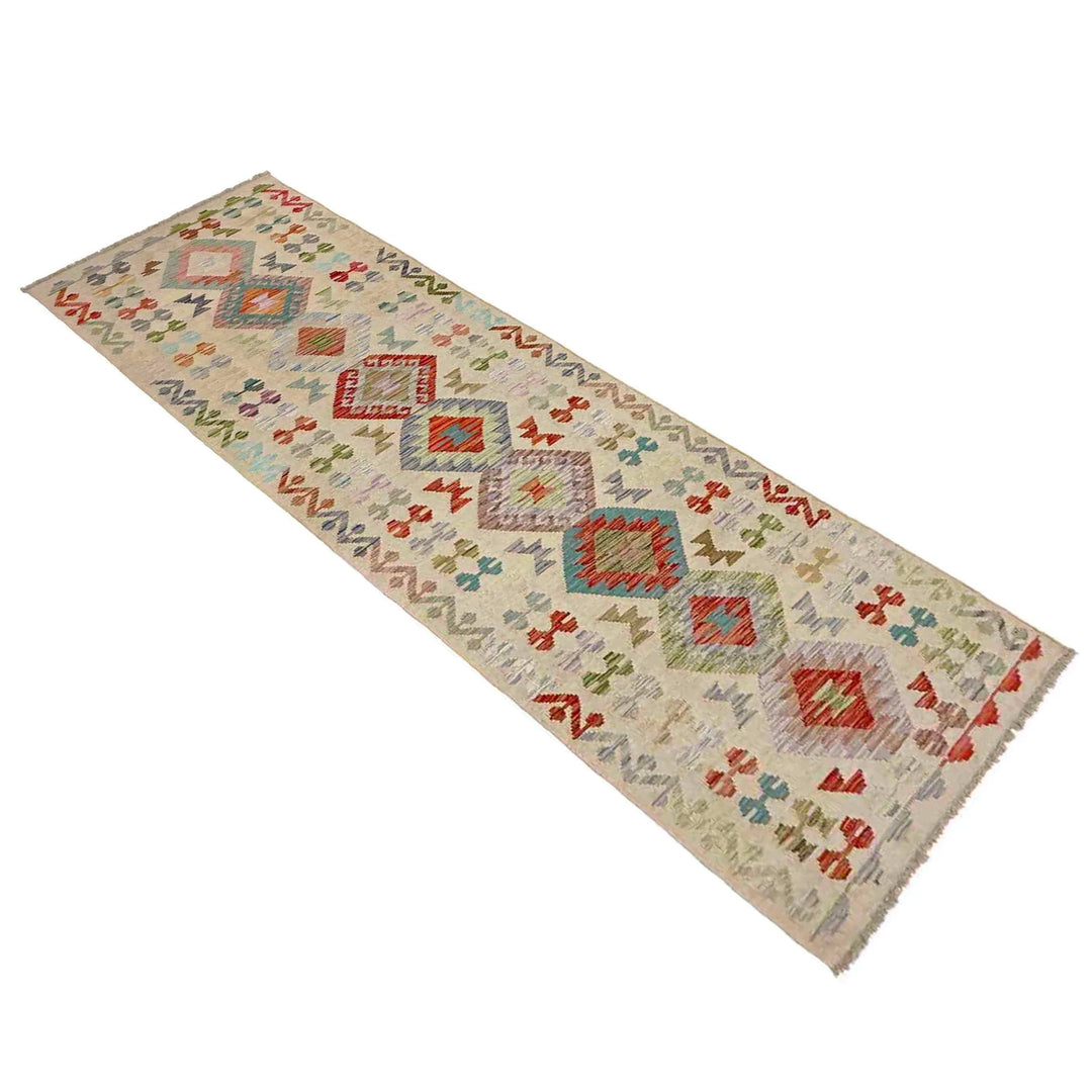 Afghan Vegetable Kilim Rug 2' 7" x 9' 8" Flat-Weave | No. AL410858