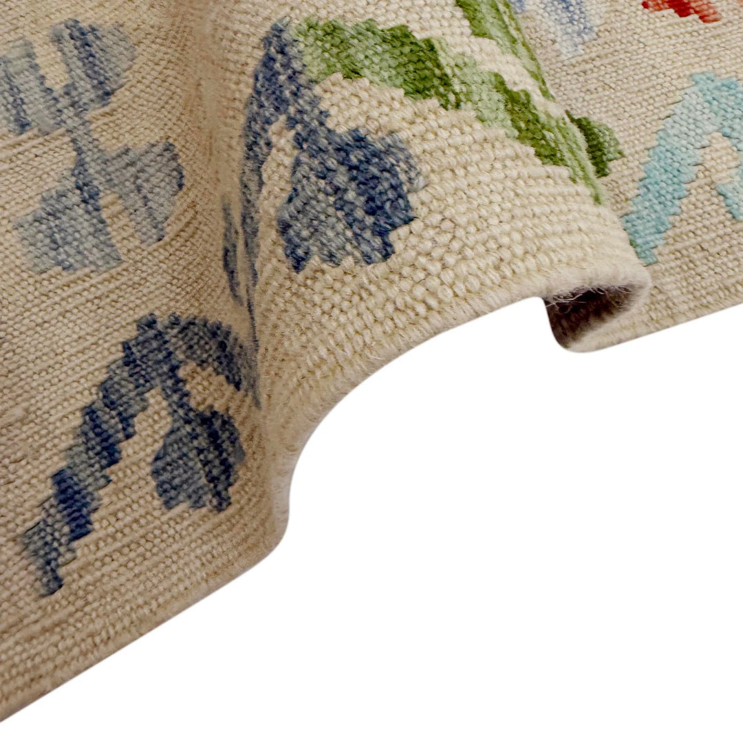 Afghan Vegetable Kilim Rug 2' 7" x 9' 8" Flat-Weave | No. AL410858