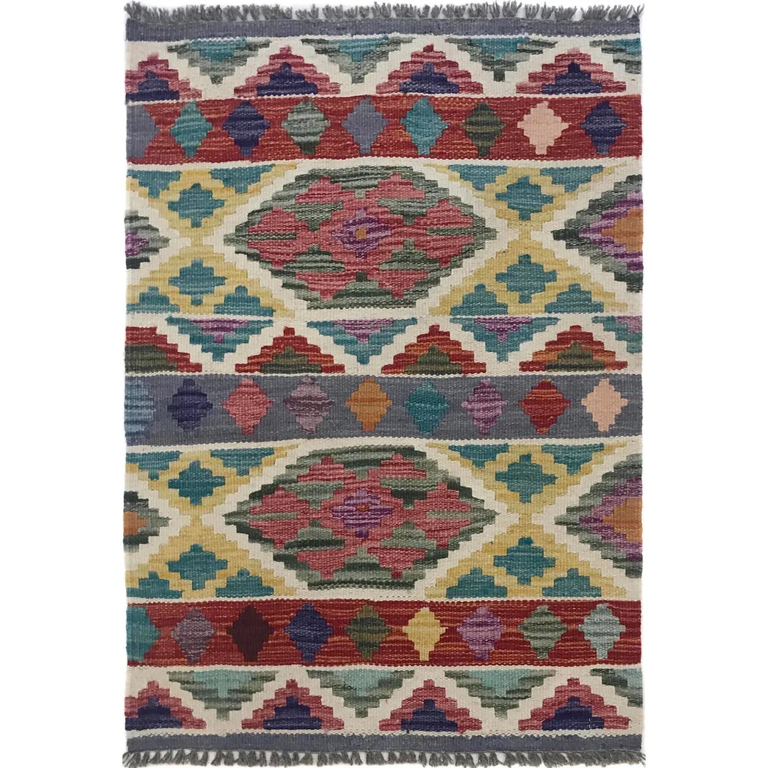 Afghan Kilim Rug 2' 1" x 3' 0" Flat-Weave | No. AL41101