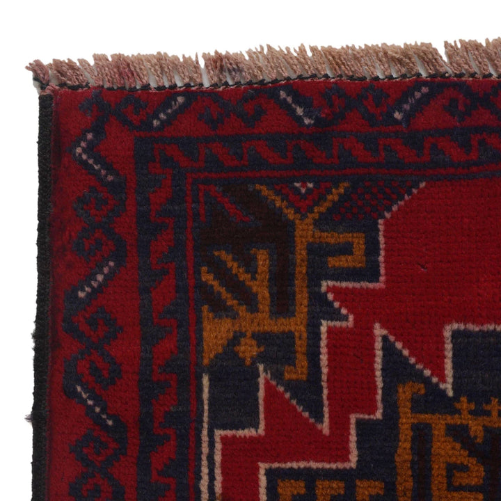Red Afghan Baluchi Rug 2' 7" x 4' 4" Hand-Knotted | No. AL41114