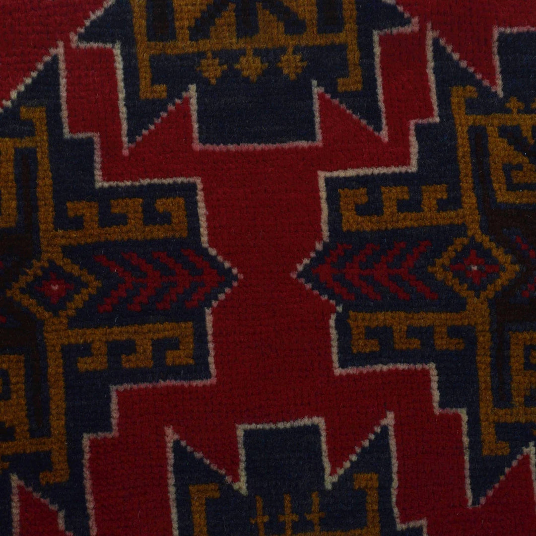 Red Afghan Baluchi Rug 2' 7" x 4' 4" Hand-Knotted | No. AL41114