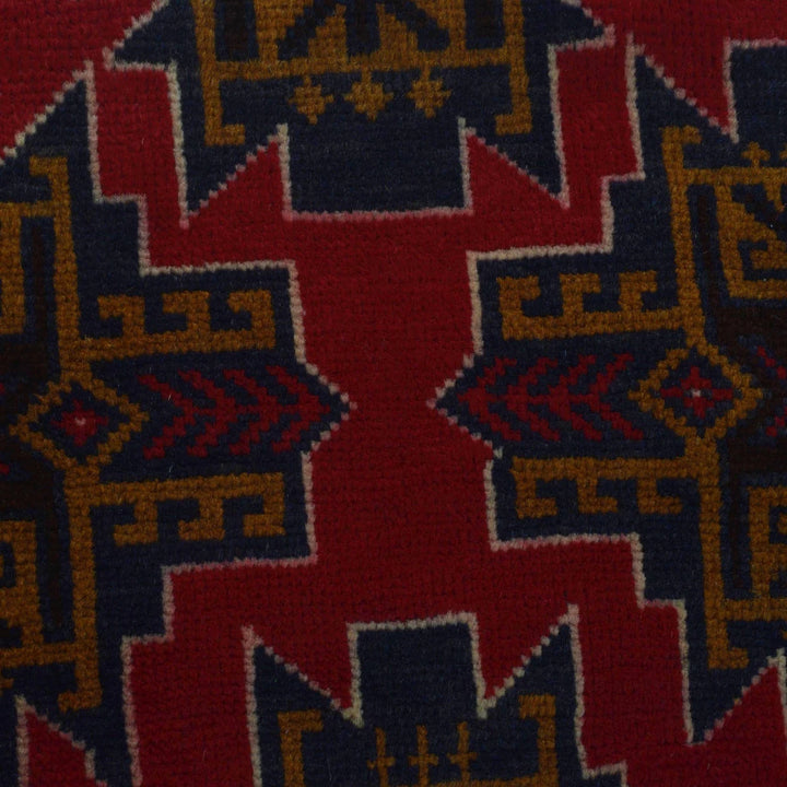 Red Afghan Baluchi Rug 2' 7" x 4' 4" Hand-Knotted | No. AL41114