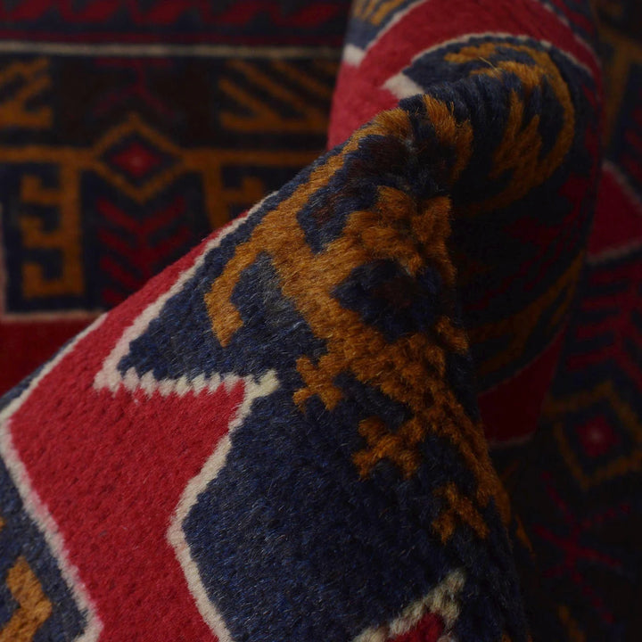 Red Afghan Baluchi Rug 2' 7" x 4' 4" Hand-Knotted | No. AL41114