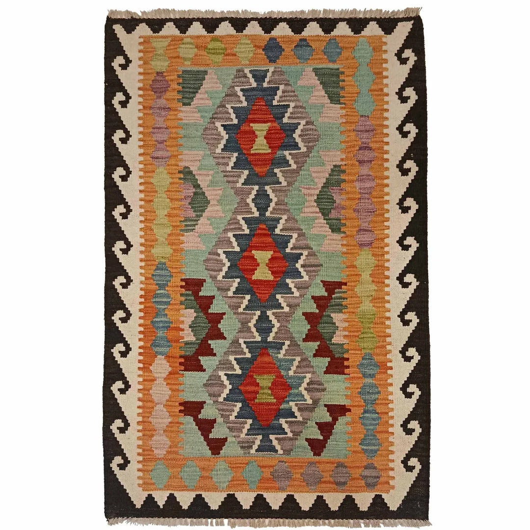 Afghan Vegetable Kilim Rug 2' 7" x 4' 4" Flat-Weave | No. AL41119