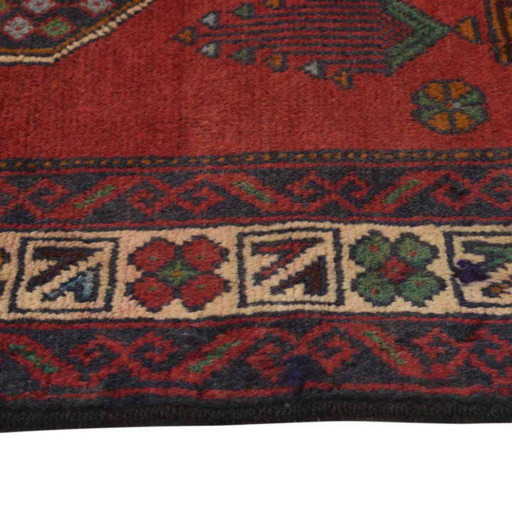 Red Afghan Baluchi Rug 2' 10" x 4' 10" Hand-Knotted | No. AL41123