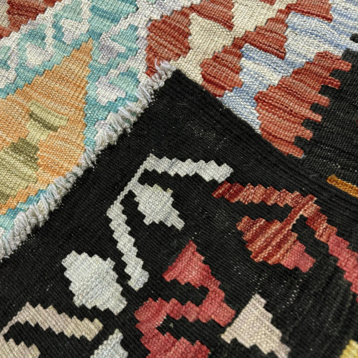 Afghan Vegetable Kilim Rug 4' 2" x 6' 2" Flat-Weave | No. AL411601