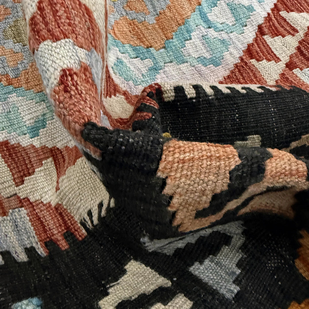 Afghan Vegetable Kilim Rug 4' 2" x 6' 2" Flat-Weave | No. AL411601