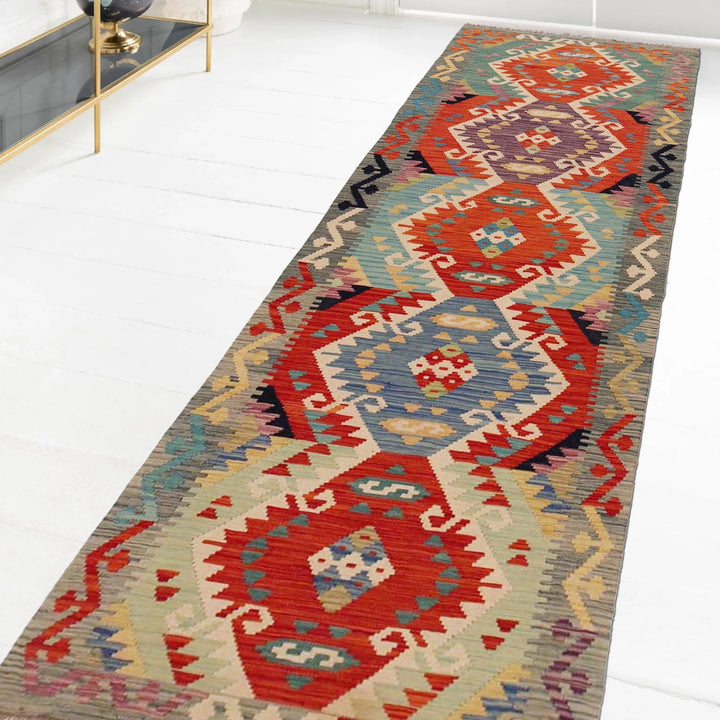 Afghan Kilim Runner 2' 10" x 9' 11" Flat-Weave | No. AL41187