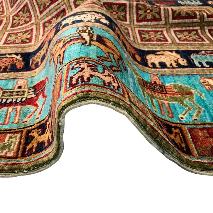 Blue Afghan Shikargah Rug 4' 0" x 6' 0" Hand-Knotted | No. AL41233