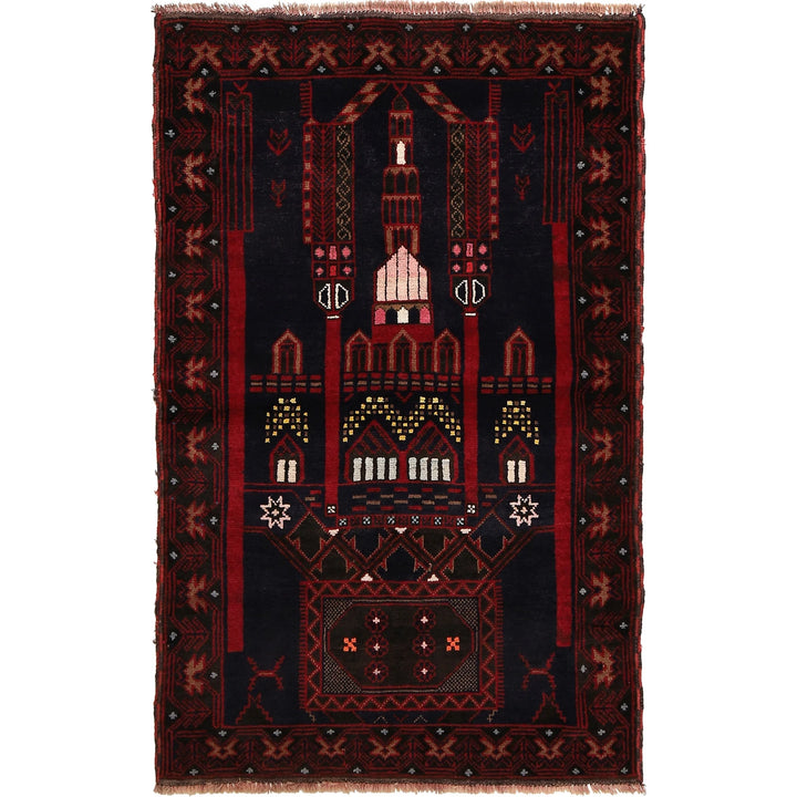 Afghan Prayer Rug 3' 1" x 4' 11" Hand-Knotted | No. AL41273