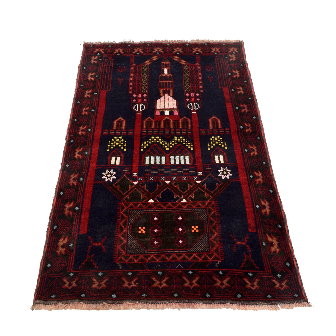 Afghan Prayer Rug 3' 1" x 4' 11" Hand-Knotted | No. AL41273