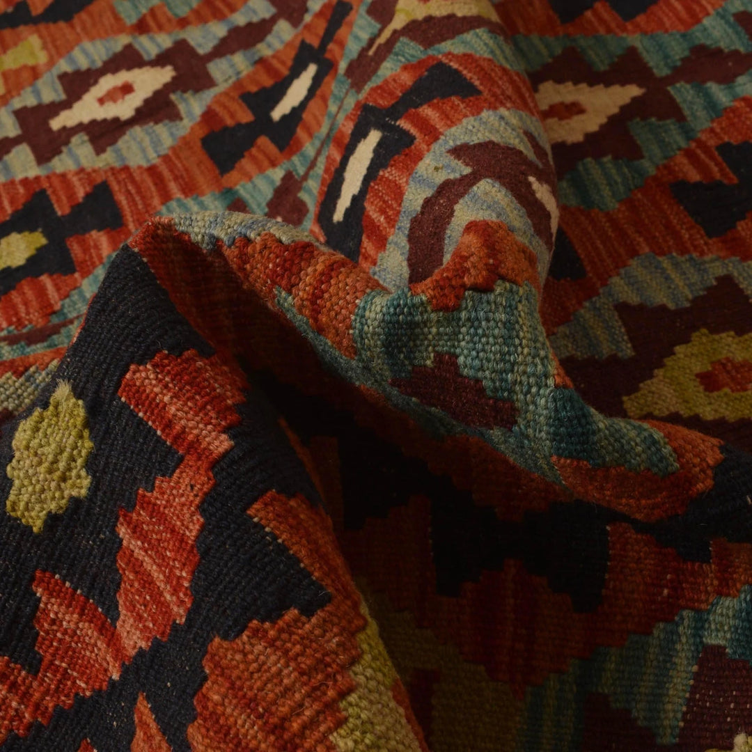 Afghan Vegetable Kilim Rug 4'11" x 6'10" Flat-Weave | No. AL41284