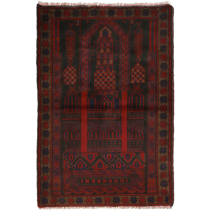 Afghan Prayer Rug 3' 1" x 4' 9" Hand-Knotted | No. AL41315