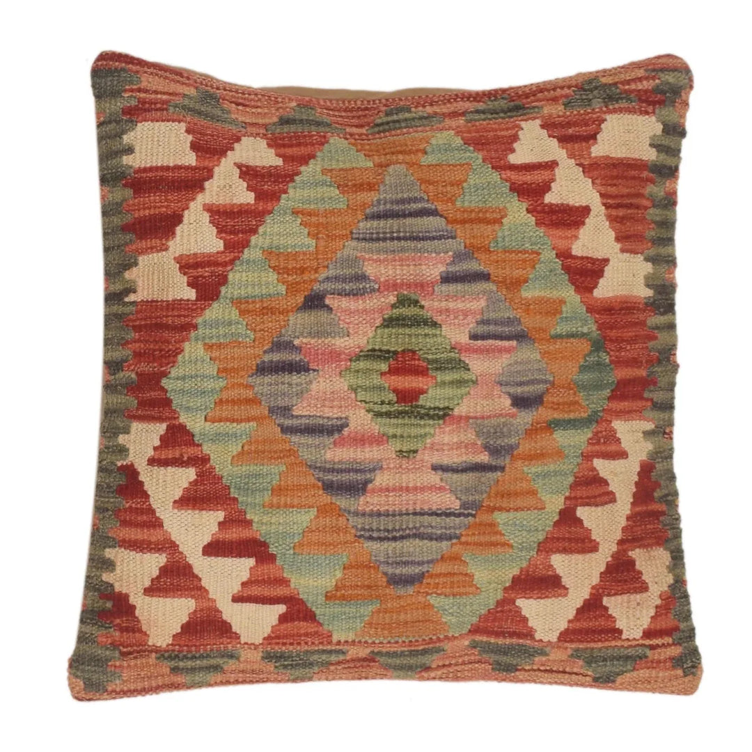 Afghan Geometric Cushion 1' 6" x 1' 6" Flat-Weave | No. AL41318