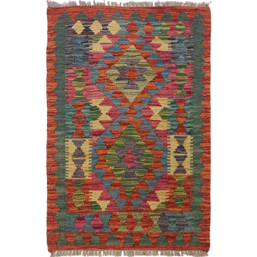 Afghan Chobi Kilim Rug 2' 0" x 3' 0" Flat-Weave | No. AL41329