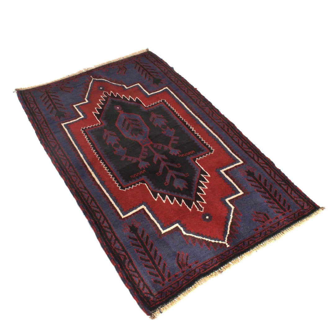Blue Afghan Baluchi Rug 2' 8" x 4' 4" Hand-Knotted | No. AL41331