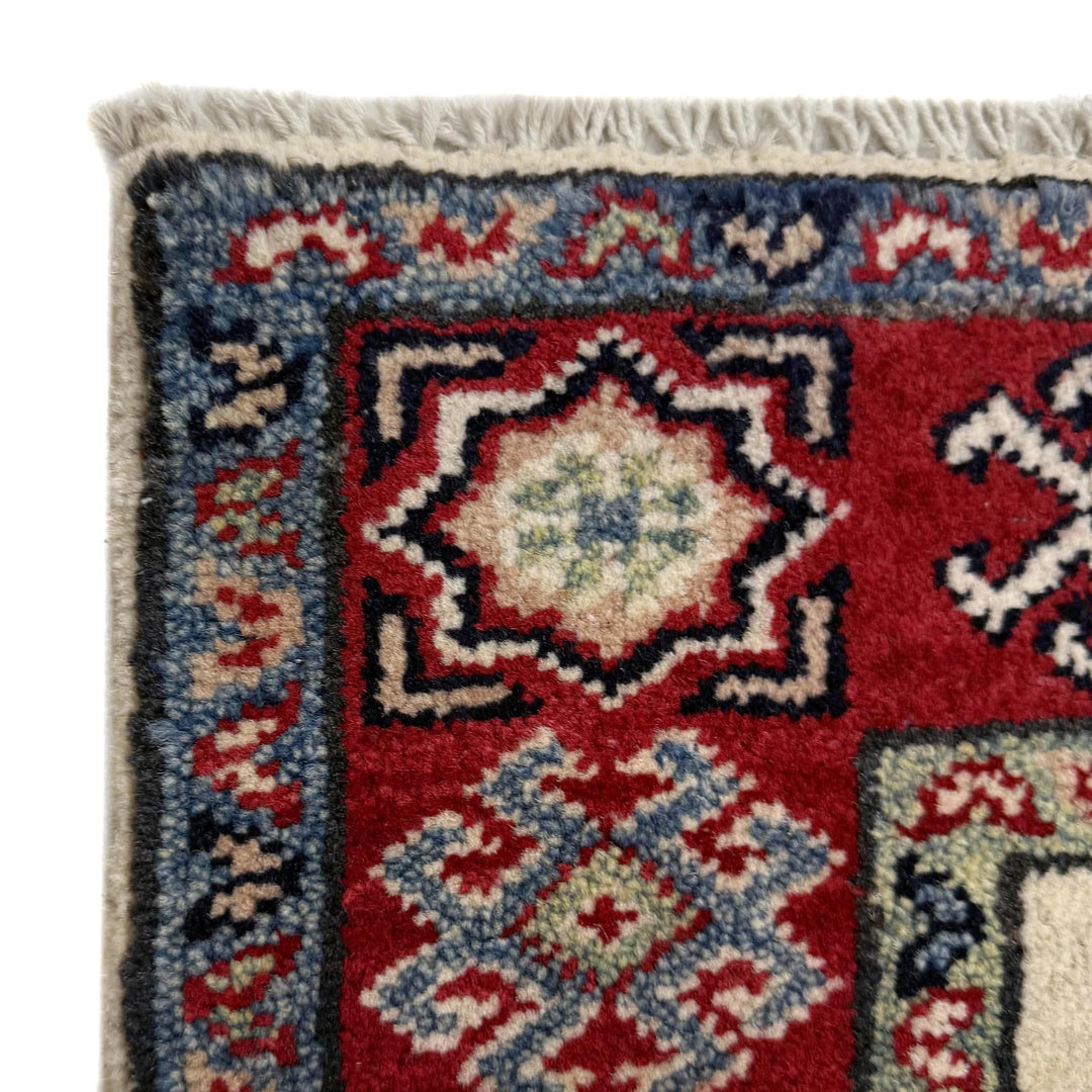 Beige Afghan Kazak Rug 2' 7" x 3' 8" Hand-Knotted | No. AL41335