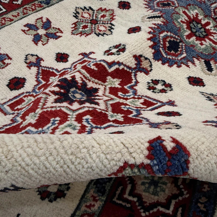 Beige Afghan Kazak Rug 2' 7" x 3' 8" Hand-Knotted | No. AL41335