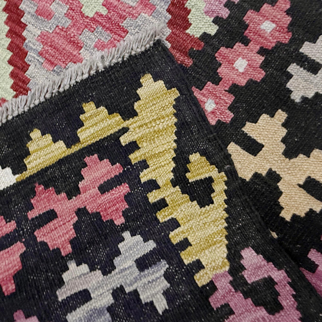 Afghan Vegetable Kilim Rug 6' 8" x 9' 9" Flat-Weave | No. AL413446