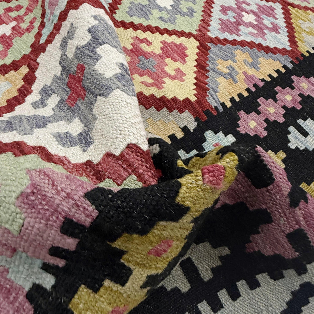 Afghan Vegetable Kilim Rug 6' 8" x 9' 9" Flat-Weave | No. AL413446