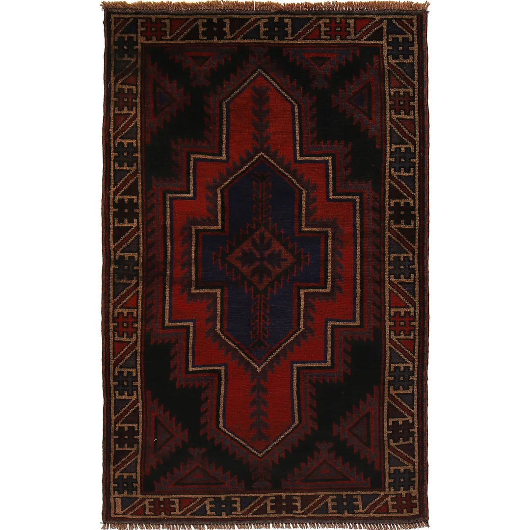 Afghan Baluchi Rug 2' 10" x 4' 9" Hand-Knotted | No. AL41357