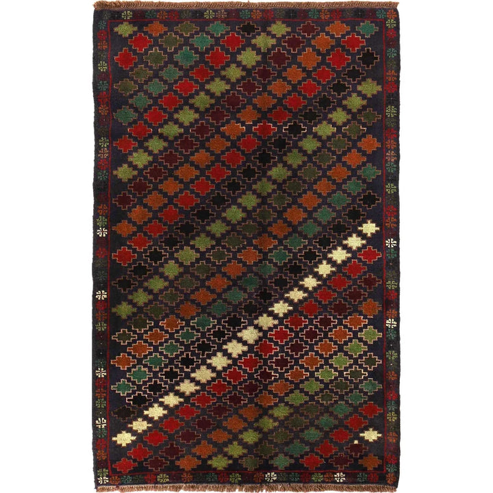 Afghan Baluchi Rug 3' 12" x 6' 3" Hand-Knotted | No. AL41403
