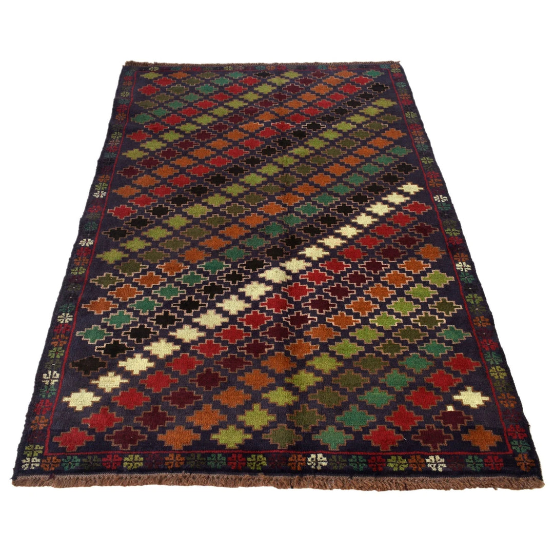 Afghan Baluchi Rug 3' 12" x 6' 3" Hand-Knotted | No. AL41403
