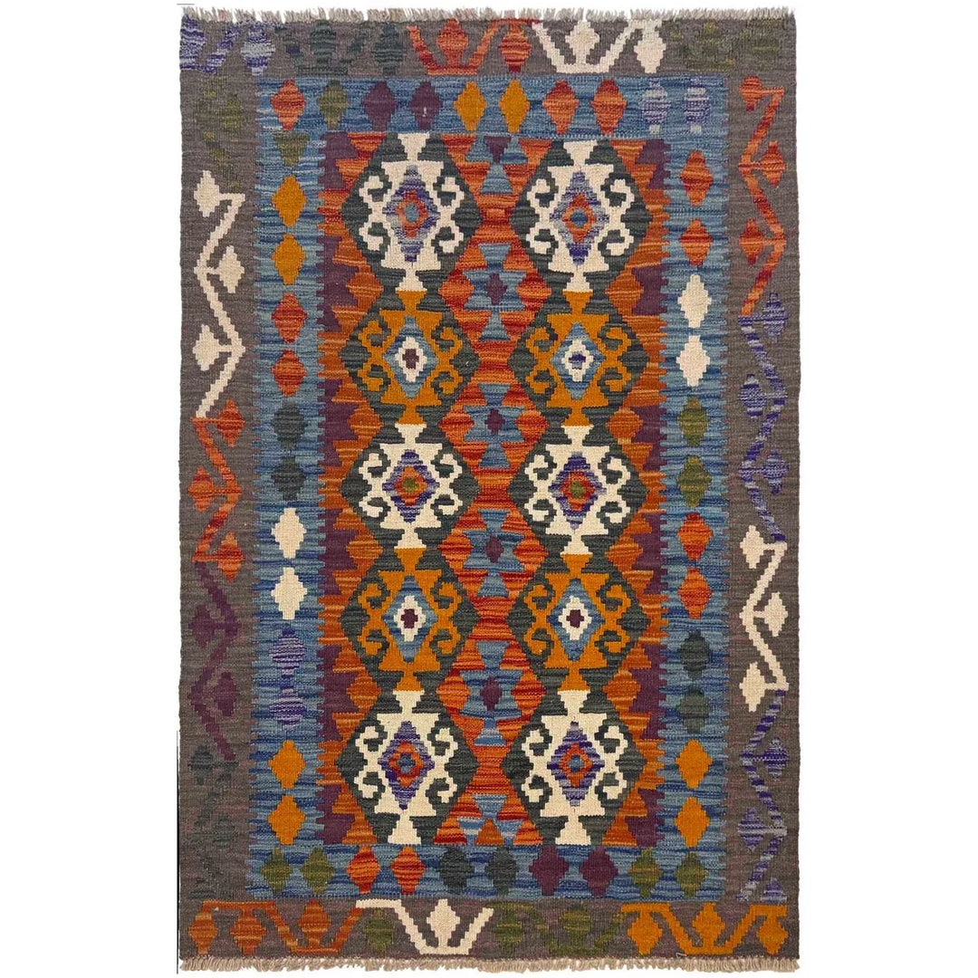 Afghan Kilim Rug 3'3" x 4'11" Flat-Weave | No. AL41462