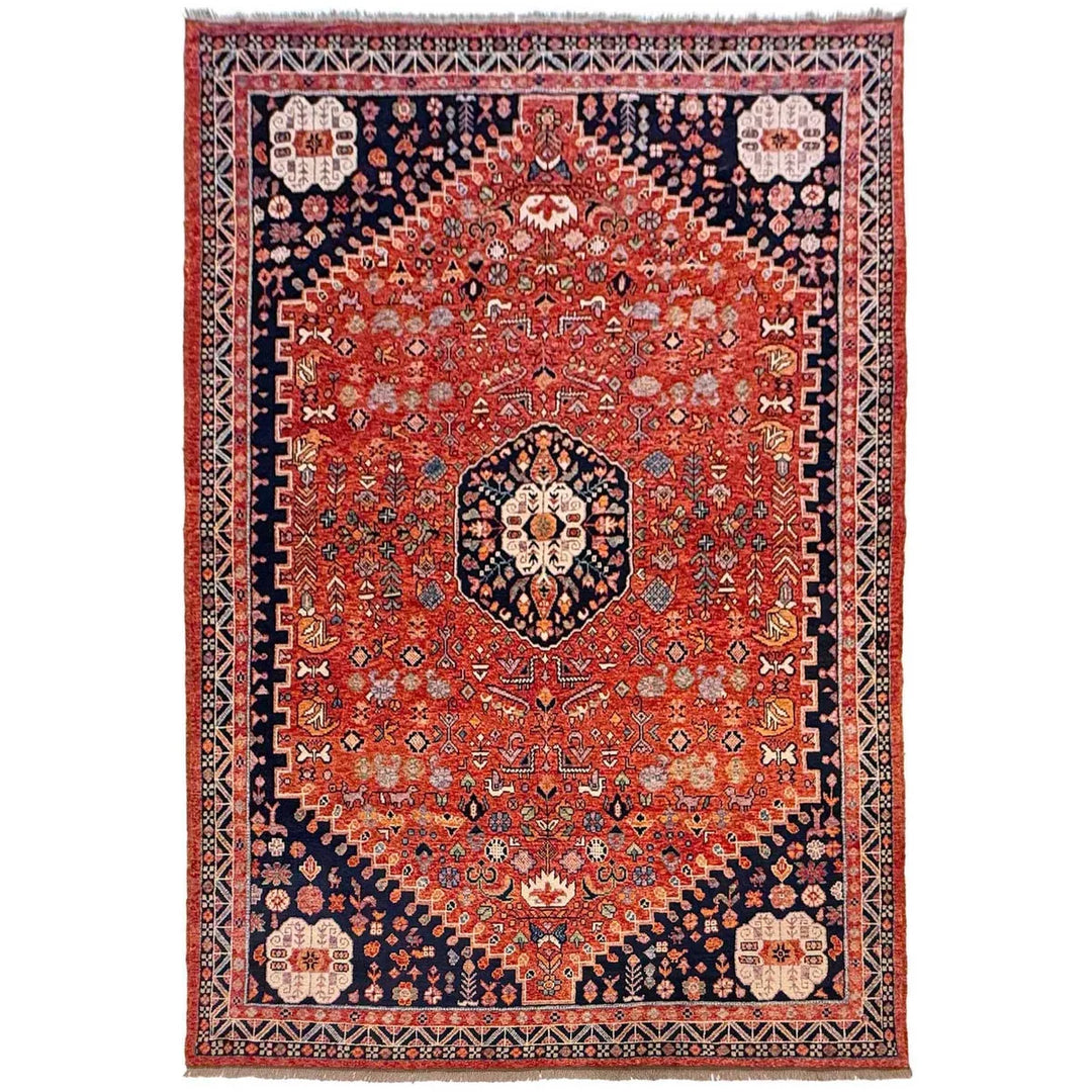 Red Afghan Shirazi Rug 8' 2" x 11' 1" Hand-Knotted | No. AL41531