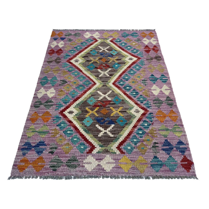 Afghan Vegetable Kilim Rug 2' 7" x 3' 11" Flat-Weave | No. AL41537