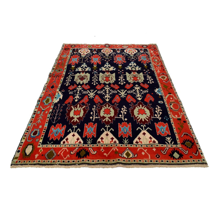 Black Afghan Kohistani Rug 5' 6" x 7' 8" Hand-Knotted | No. AL41554