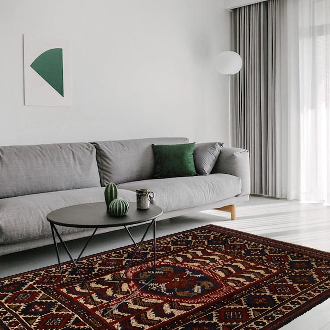 Afghan Barjista Kilim Rug 4' 5" x 5' 12" Flat-Weave | No. AL41573